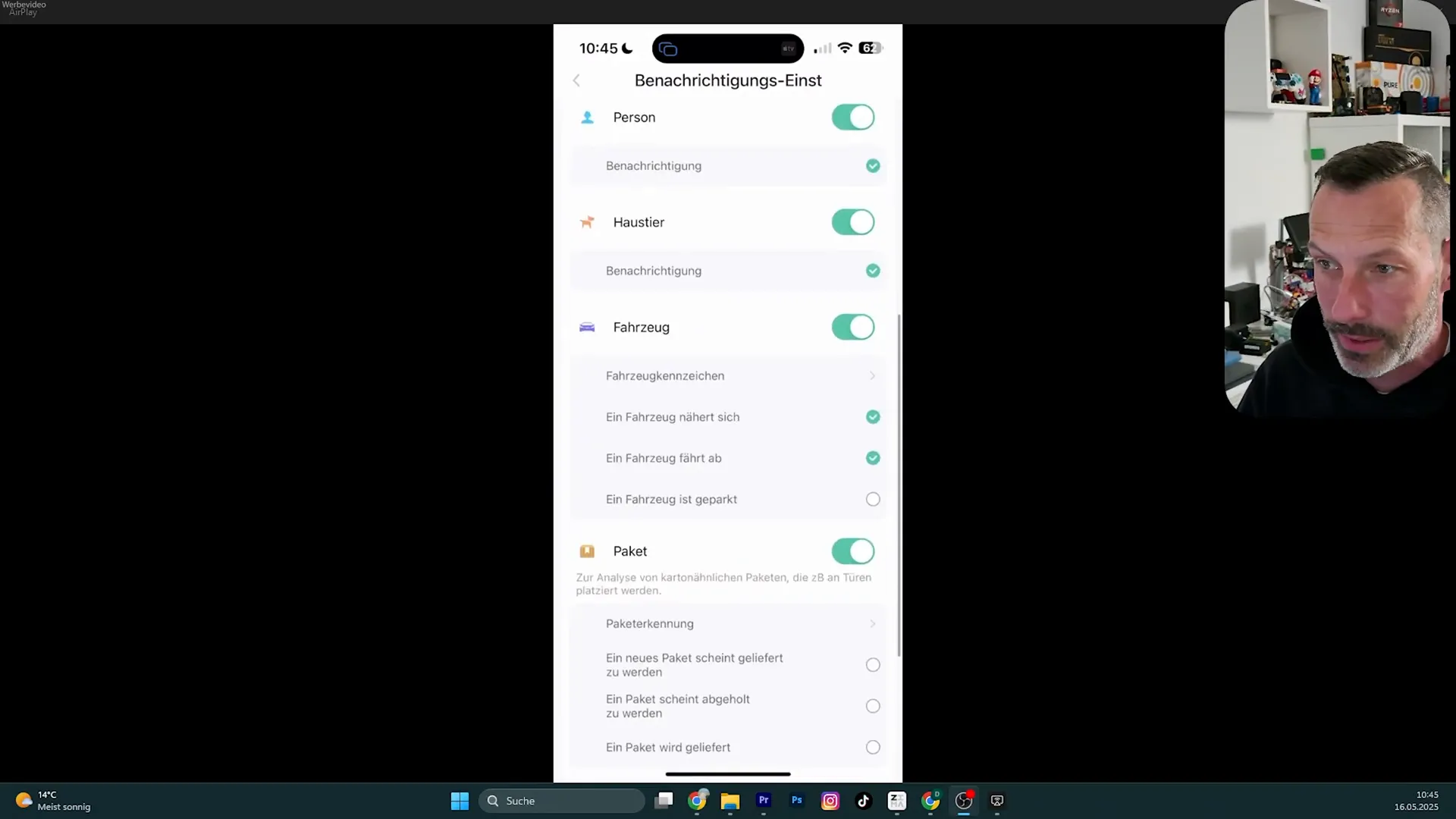 Benachrichtigungseinstellungen in der App mit Abo-Funktionen