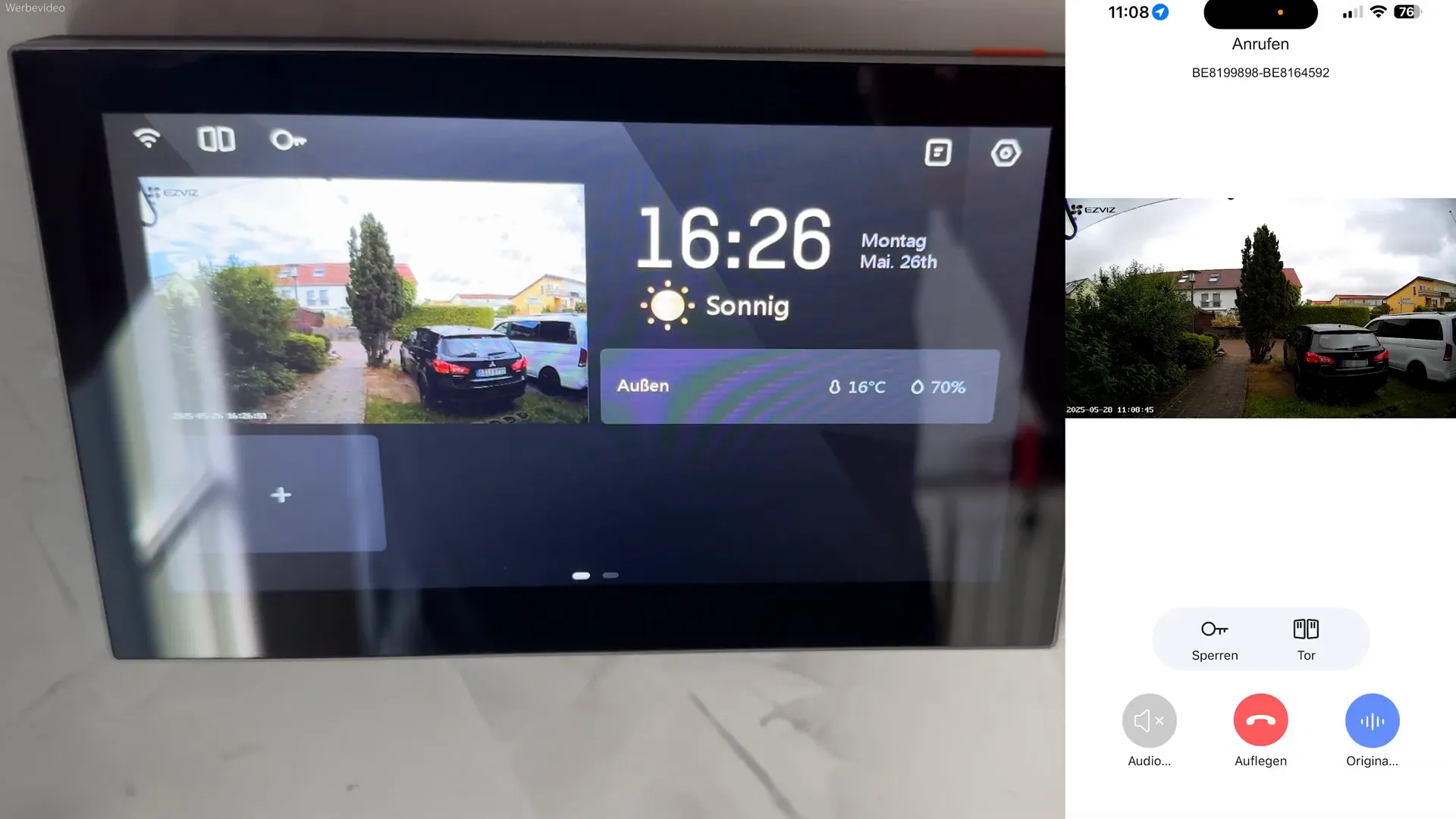 Live-Stream und Benachrichtigung auf dem Monitor