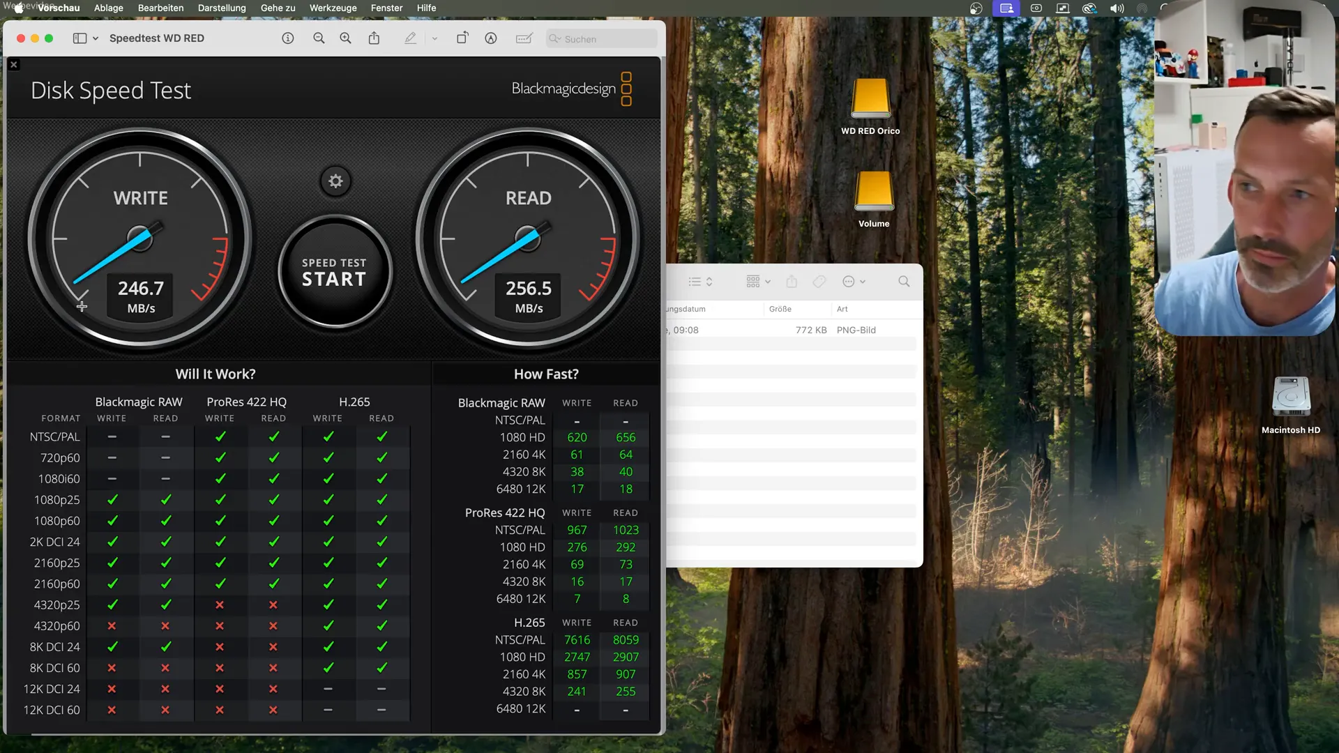 Speedtest Orico 8858 RC3 unter macOS