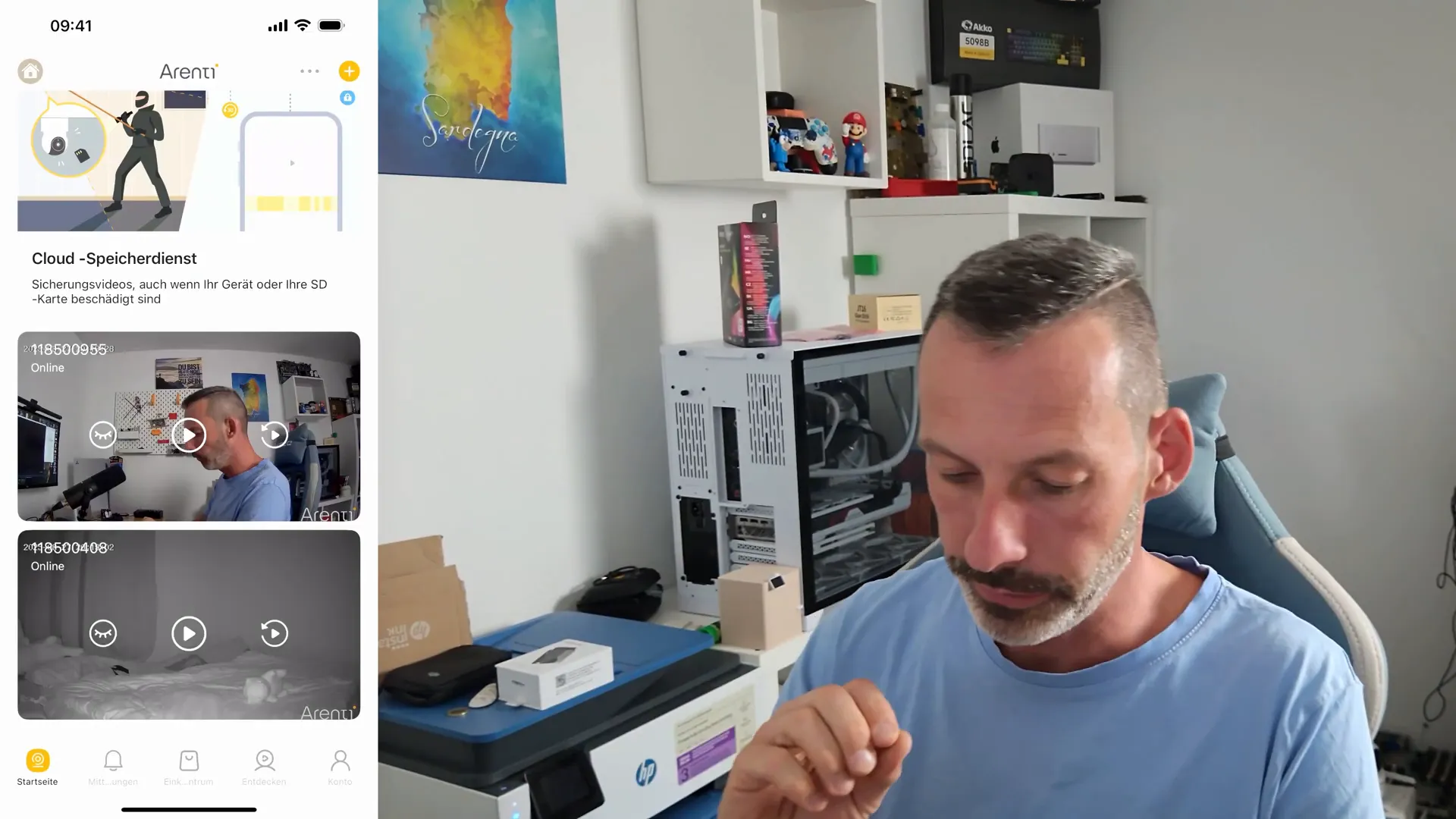 Kamera im Schlafzimmer testweise positioniert