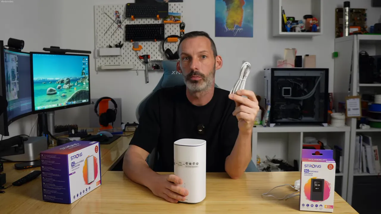 Strong AX3000 Router mit Netzteil und Ethernetkabel