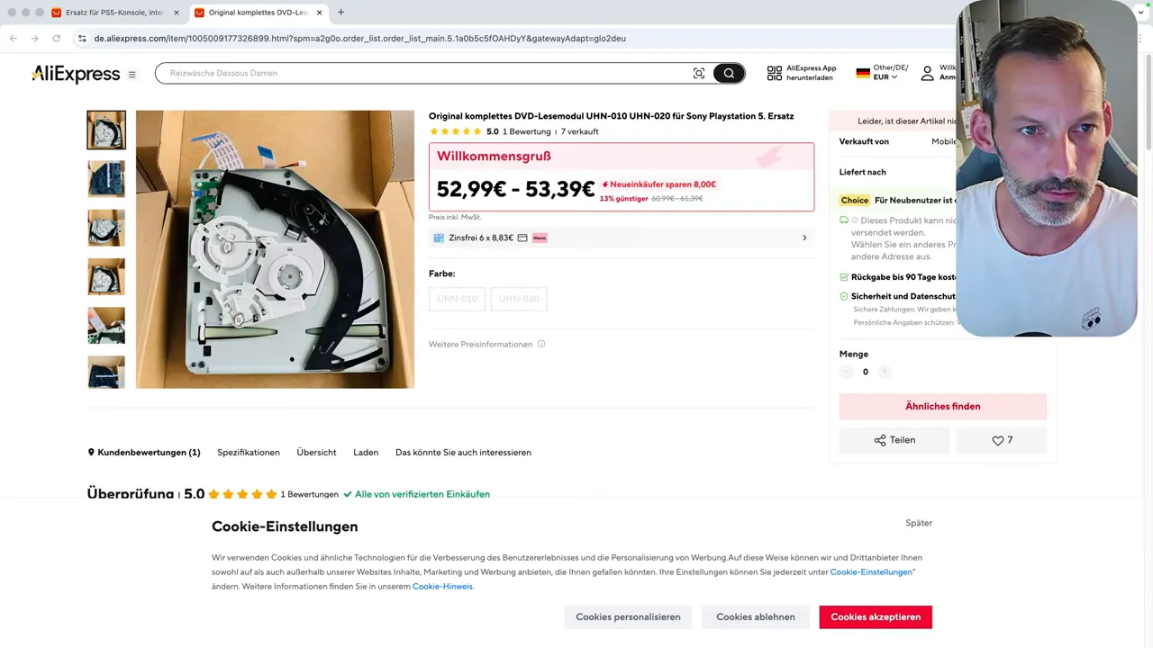 Angekommenes Ersatzlaufwerk auf dem Tisch