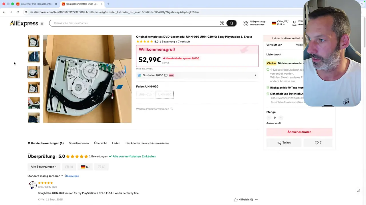 Produktbewertung auf AliExpress