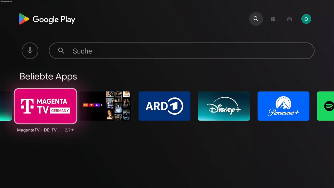 Google Play Store auf dem waipu TV Stick