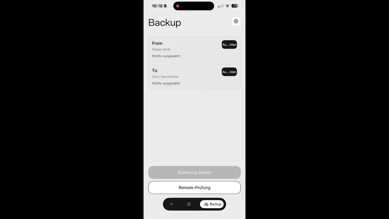 ZimaOS iOS-Client: Dashboard und Backup-Optionen