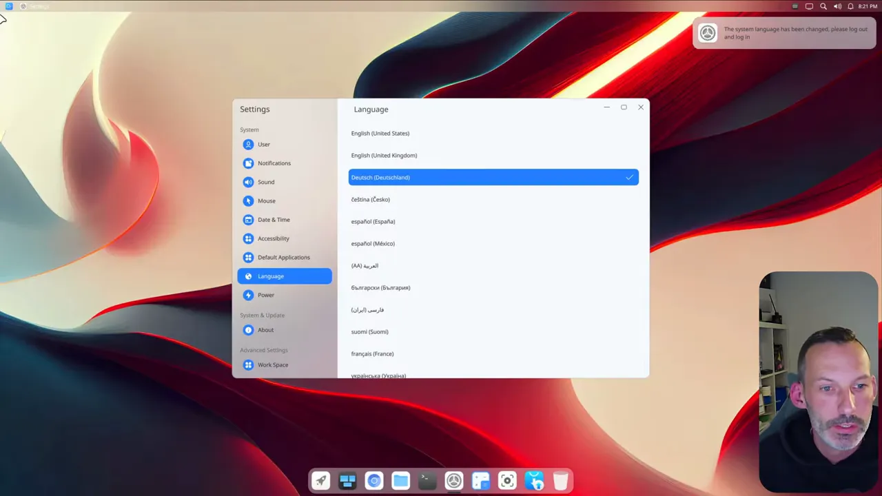 Einstellungen: Sprache auf Deutsch umstellen