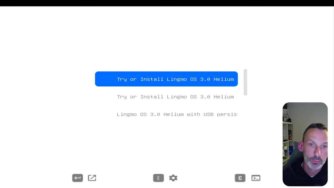 Vom USB-Stick gebootet, Boot-Auswahl