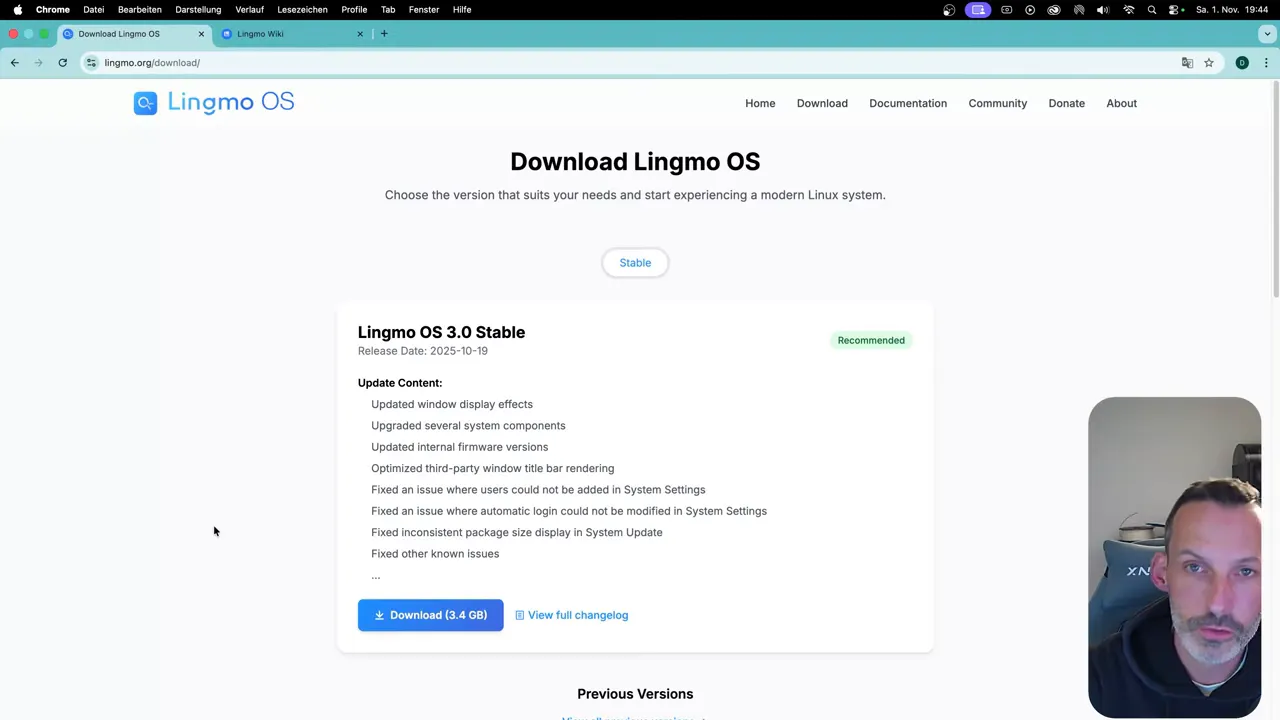Download der Lingmo OS ISO und Hinweise zu BalenaEtcher oder Rufus