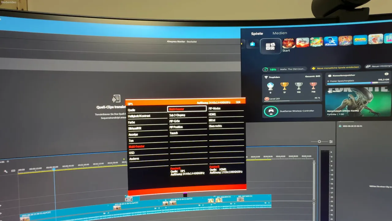 Menü mit Bild-in-Bild Optionen